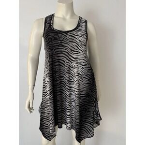 Sweet Juliet Zebra Print Handkerchief Hem Tank Dress Women's XL Y2K Animalcore